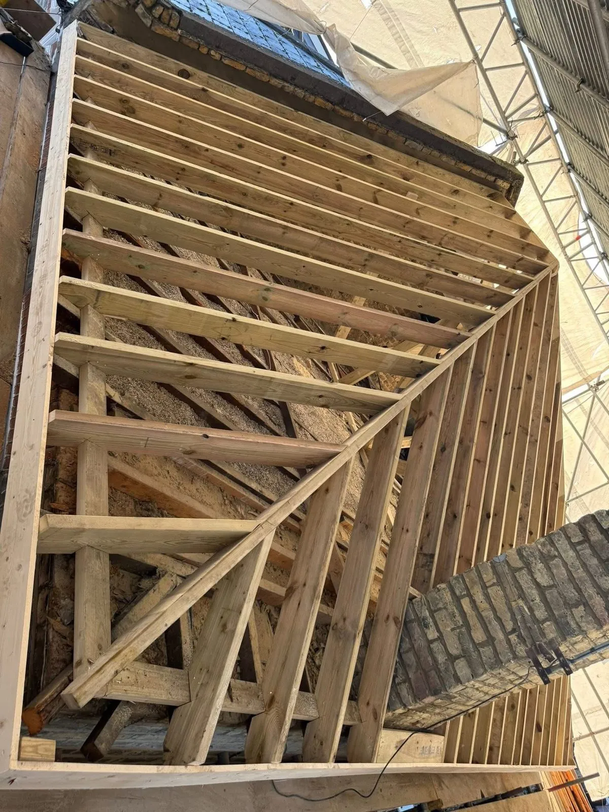 New roof timbers and rafters during a re-roof in Ivybridge